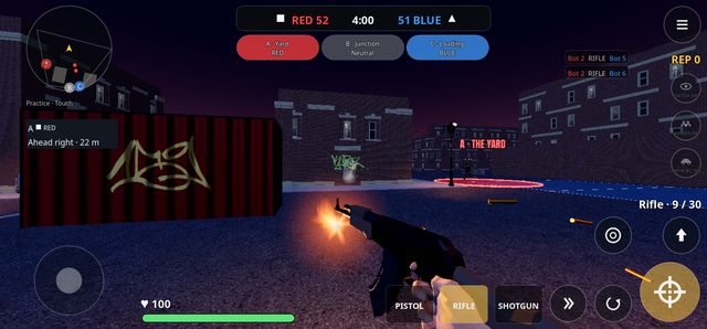 Gameplay: rifle muzzle flash with brass ejecting